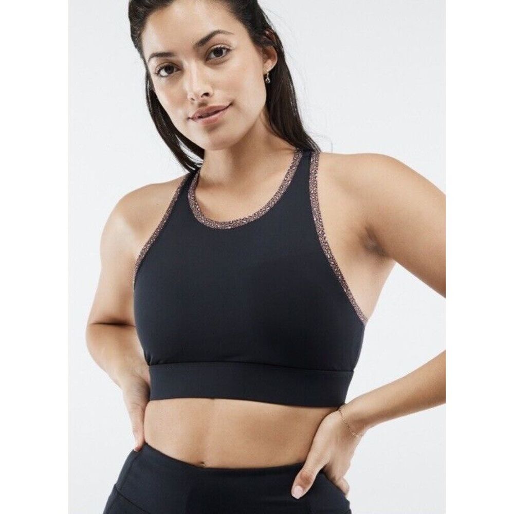 Fabletics Size Small Trinity High Impact Sports Bra Black Leopard Padded